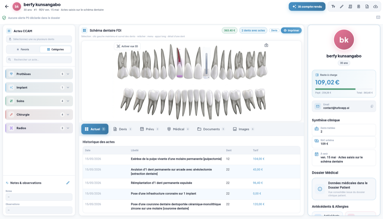 Interface logiciel métier TurboApp